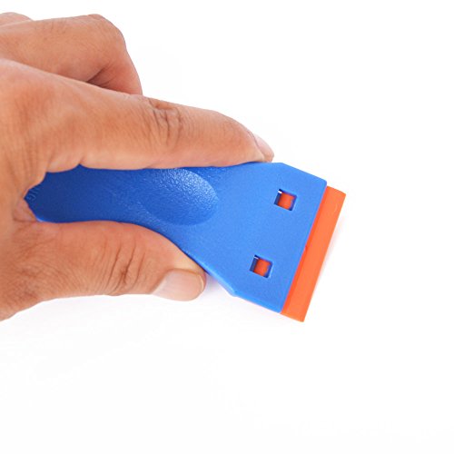 EHDIS 1.5" Plastic Razor Scraper with 10pcs Double Edged Plastic Blades for Removing Labels Stickers Decals on Glass Windows - color: Blue