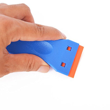 EHDIS 1.5" Plastic Razor Scraper with 10pcs Double Edged Plastic Blades for Removing Labels Stickers Decals on Glass Windows - color: Blue