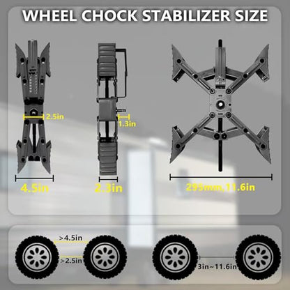 Camper X-Shaped Wheel Chock Stabilizer, 2 Sets RV Stabilizer Wheel Chock Scissor, X Chocks Wheel Stabilizer for Travel Trailer Allow Drill Adjust with Hex Socket, Tool Kit and Password Locks-Black - color: black