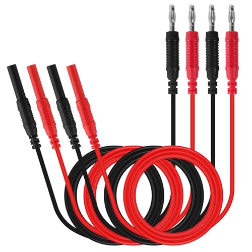 2Pack 4mm Banana Plug to Jack Male to Female Connectors Multimeter Test Lead Extensions Heavy Duty 14AWG Silicone Wires for Professional Electrical Testing - color: 2set banana to jack