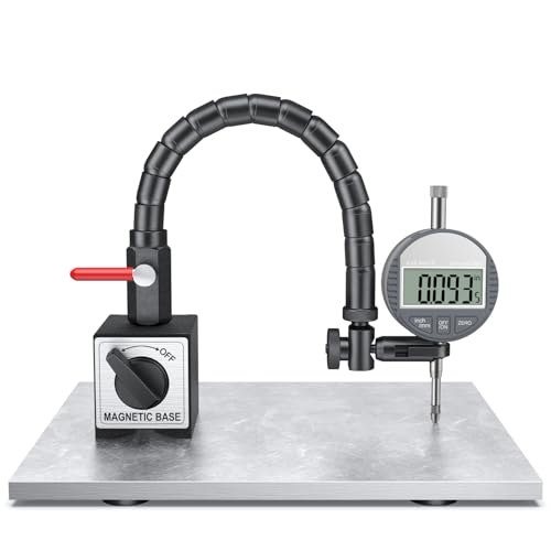 HDLNKAK Digital Dial Indicator 0-25.4mm/1''with Magnetic Base, Dial Indicator Tools Set for Alignment, 0.001" Accuracy Measurement Tool with Flex Arm Base and Indicator Combo - color: Black