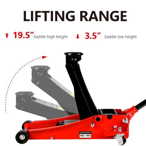 Floor Jack 2.5 Ton, Low Profile Floor Jack, Heavy Duty Steel Racing Jacks with Single Piston Quick Lift Pump, Hydraulic Car Jacks Lifting Range 3.3"-18.5" (2.5 Ton) - size: 2.5 Ton