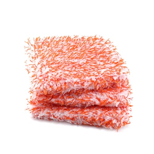 Microfiber Wash Pad, SPTA 3Pcs Ultra Wheel Pad Perfect for Wheels, Grills, and Tight Areas; Proprietary Microfiber Blend; Easily Releases Contaminates Upon Rinsing, 8.5in x 9.8in, Black/Orange-MT023B3 - color: 3pcs Ultra Wheel Mitt
