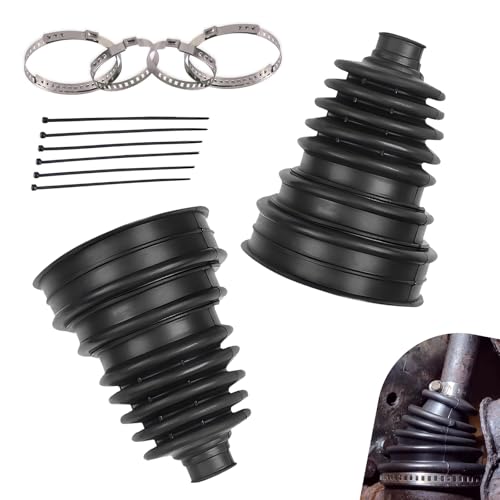 2 PCS Cv Axle Boot Repair Kit, Leak Proof CV Boot with 4 Stainless Steel Clamps & 6 Cable Ties, Dustproof External Ball Cage Repair Bushing, Fits 19mm-24mm Shaft Vehicles (Black)