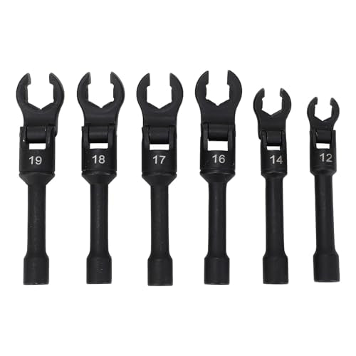 Crows Foot Wrench Set Metric Flexible Head Crowfoot Flare Nut Wrench Set for Hard to Reach Nut Removal in Automotive Repair Steel Construction with Blow Molded Case 6 Piece Kit