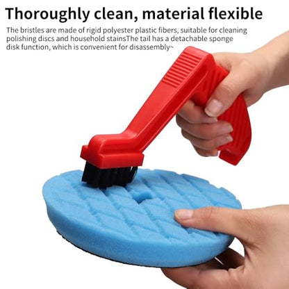 Wool Buffing Pad and Polishing Pad Cleaner Tool Set | Polishing pad cleaner with metal spur & nylon brush, durable ergonomic design extends pad life
