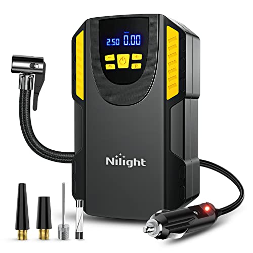 Nilight Tire Inflator Portable Air Compressor 12VDC Car Air Pump 150PSI Digital Tire Pressure Gauge Auto Shutoff Tire Pump for Car SUV Motorcycle Bicycle ATV, 2 Year Warranty - color: Air Compressor Pump