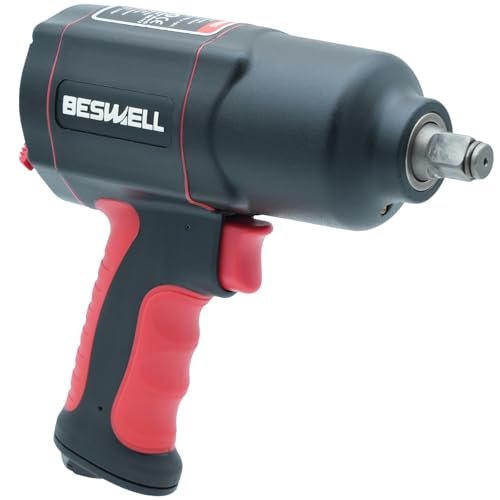 BESWELL® BW-112BN 1/2-Inch Air Impact Wrench with 1180 Ft-Lbs Max Torque | FAST & POWERFUL: Twin hammer impact wrench delivers fast, high-torque power for auto repair, tire changes & body shop
