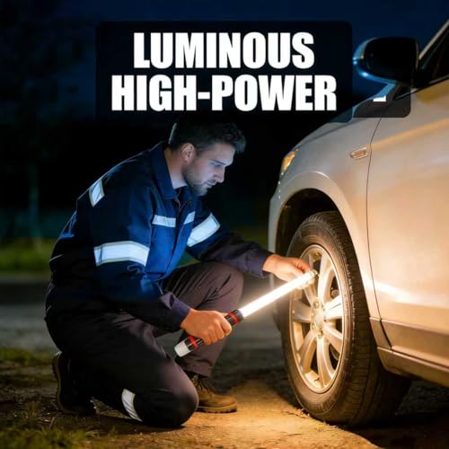 Bendable LED Flashlight Stick, 27" Flexible LED Work Light with Magnetic Base & Hook, 360° Rotatable Rechargeable LED Flashlight Stick for Mechanics, Automotive Repair, Camping, Emergency (1PCS) - color: 1PCS
