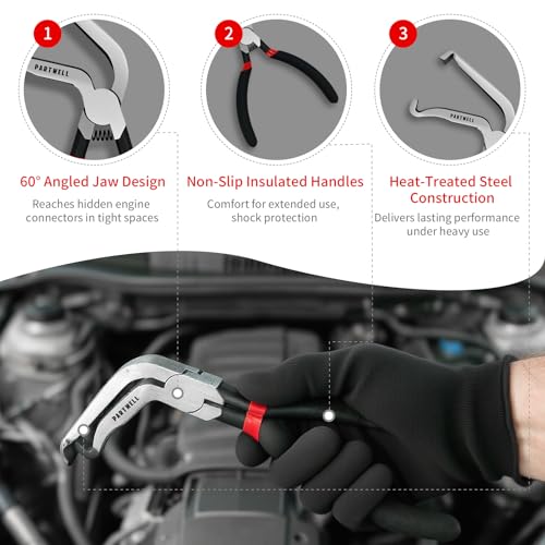 Electrical Disconnect Pliers Set – 3PC Electrical Disconnector Pliers for Cars, Fuel Line Disconnect Tool, and 1PCS Electrical Connector Plier – Automotive Electrical Tool Kit - color: Red-black