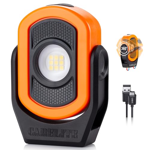 Magnetic Work Light – 780 Lumen Compact Pocket Light, Rechargeable 3000mAh, 360° Pivot, Durable & Portable for Mechanics & Jobsites (Orange) - color: Orange, size: 1 Pack-780lm
