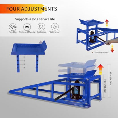 5T 11000lbs 2-Pack Hydraulic Car Ramps,Hydraulic Vehicle Ramps Assemble Easily,Automotive Ramps for Oil Changes,Low Profile Car Ramp for Home Garage, Auto Garage Repair. (Blue, Extra Large) - color: Blue