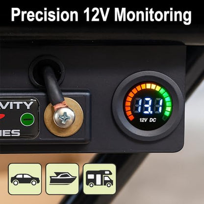 MGI SpeedWare 12vDC Voltmeter Gauge with Blue LED Digital Display (Short Body) - size: 12V Short Body