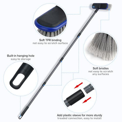 Forgrace Car Wash Brush with Long Handle 67" 170cm | Lightweight Extension Pole Handle | Multipurpose Broom Kit, For RV Boat Truck SUV Caravan Solar Panel House Siding Sweep Snow