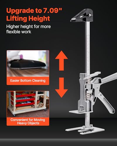 VEVOR Labor Saving Arm Jack, 2 PCS 220 lbs Bearing Capacity, Lifting up to 7.1", Metal Hand Lifting Jack Tool with Magnetic Level, Adjustable Height, for Door, Window, Furniture, Woodworking, Silver - size: L-12inch