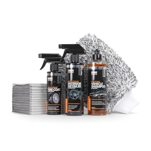 Cerakote Foundation Bundle - Exterior Wash & Ceramic Protection Kit with Microfiber Towels - At-Home Car Wash and Detailing Set - Easy Ceramic Protection for Vehicle Interior and Tires