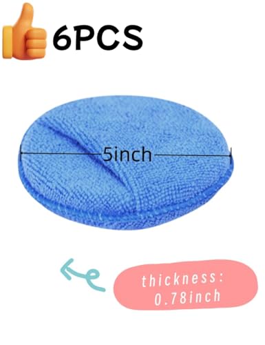 Microfiber Wax Applicator Pads, 6PCS, 5-inch | Finger Pocket, Polishing Foam Pad, Car Cleaning, Fine Polishing