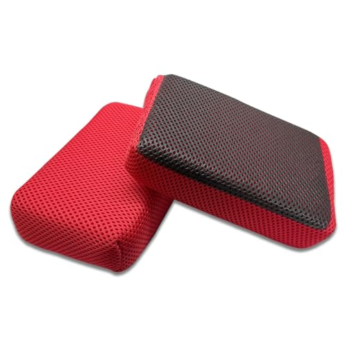 2PCS Clay Scrubber for Car Detailing, Car Wash Sponge for Fast and Effective Removal of Paint, Dual Sided Non Scratch Mesh Clay Mitt for Scrubbing and Clay Work, Light Overspray (Red) - color: Red
