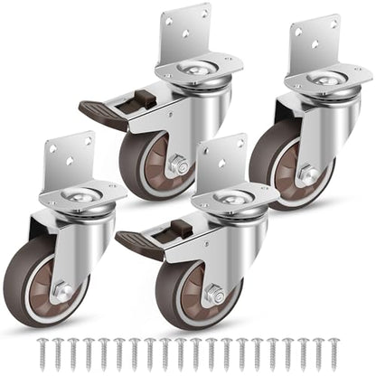 Nefish 3 Inch Side Mount Casters Wheels, L-Shaped Rubber Caster Set of 4, Ball Bearing 360 Degree Plate Swivel Castors Wheel 1000 LBS, Casters Wheels for Furniture, Baby Bed, Kitchen, Cabinet, Table - style: 3 IN L-Shaped (4 Pack)