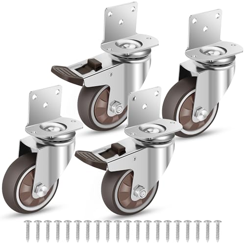 Nefish 3 Inch Side Mount Casters Wheels, L-Shaped Rubber Caster Set of 4, Ball Bearing 360 Degree Plate Swivel Castors Wheel 1000 LBS, Casters Wheels for Furniture, Baby Bed, Kitchen, Cabinet, Table - style: 3 IN L-Shaped (4 Pack)