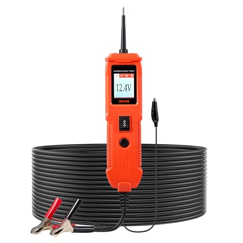 VEVOR Automotive Circuit Tester, 8-35 DCV Power Circuit Probe Tester with TFT Color Display and Lighting, Automotive Power Tester Probe with 13 ft / 4 m Cable, ABS Shell Electrical Detector Finder - style: SVM05