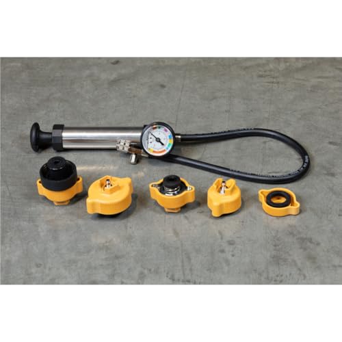 Mityvac MVB1010 Cooling System Pressure Test Kit, MV4530 Hand Pump Tester with Adapters, MV4508 Universal Cooling System Adapter, Leak Detection, Radiator and Coolant Bottle Compatibility, Automotive