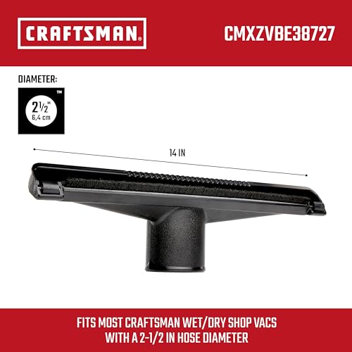 CRAFTSMAN CMXZVBE38727 2-1/2 in. Dry Nozzle Wet Dry Shop Vacuum Attachment | Industrial-Grade 14 inch Wide Shop Vacuum Accessory for Hard Surface Cleaning, Fits 2-1/2 in. Hose Diameter - style: Dry Nozzle