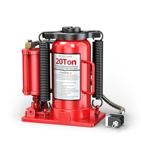 20 Ton Air Hydraulic Bottle Jack, 10-3/8" to 20-1/16" Lift Range, Manual and Air Pump Dual Operation, for Car, Auto Repair, Truck, Industrial Engineering