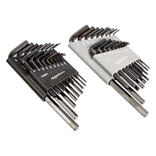 Amazon Basics 36-Piece Allen Wrench/Hex Key Set, SAE & Metric Sizes, Chrome Vanadium Steel with Long Arm, 2 Organized Storage Cases - size: 36-Piece