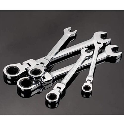 Qnkaa Flexible Ratchet Wrench Set 12pcs 8-19mm Spanner Gear Ring Ratcheting Combination Flexi Wrench Kit Metric Flex Head - size: 12-Piece Metric Set