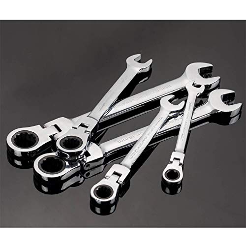 Qnkaa Flexible Ratchet Wrench Set 8pcs 9-17mm Spanner Gear Ring Ratcheting Combination Flexi Wrenches Kit Metric Flex Head - size: Metric 8pcs
