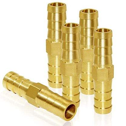 Joywayus Hose Barb Fitting 1/2" Hose ID,Hex Union Brass Fitting Water/Fuel/Air (Pack of 5) - size: 0.5 Inch, style: 5PCS
