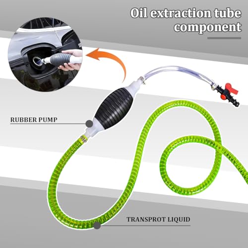 Car Gasoline Siphon Hose Pump, Manual Portable Vehicle Fuel Pump with PVC Hose, Automotive Hand Transfer Siphon for Water Gasoline Oil Diesel Petrol, Universal Fit (3M/9.84FT) - size: 3M