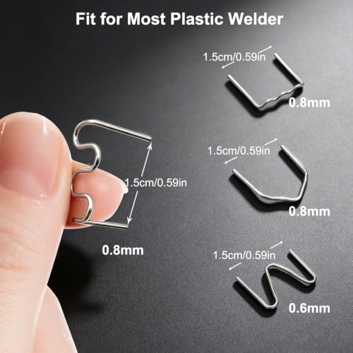 1000 pcs Plastic Welder Staples, 4 Types 0.8mm Wave/Flat/V & 0.6mm M Hot Staples Kit for Car Bumper Repair, Crack Fix, Auto Body Dashboard, Hot Stapler Plastic Welding Staples - SCTOEAI