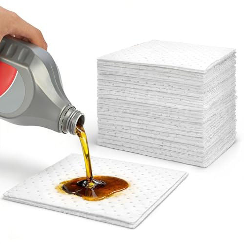 50Pcs 15"x20" White Heavyweight Oil Only Absorbent Pads | Thick oil-only absorbent mats for oil liquid absorption, durable white filter sheets for industrial & daily cleanup scenarios - color: 50 Pads