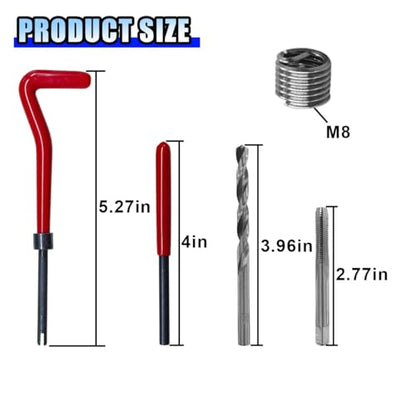 BDZMC 30PCS M8 Thread Repair Insert Kit, Metric Helicoil Kit (M8 x 1.25) | M8 x 1.25mm Thread Repair Kit Compatible Hand Tool Set, Stainless Steel Helicoil Insert Set for Car Repairing - size: M8 x 1.25