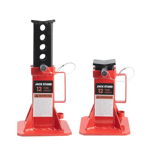 12 Ton (26,400 lbs) Heavy Duty Pin Type Professional Car Jack Stands with Lock Adjustable Height to 18" Fit for Supporting Trucks, Trailers and Equipment, 1 Pair - size: 12 TON