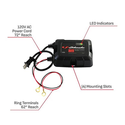 Schumacher Electric 1.5A Onboard Car Battery Charger and Maintainer, 3-in-1 Solution, for 6V/12V Power Sport, Automotive, and Marine Batteries, SC1587