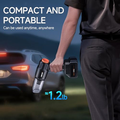 Car Vacuum Portable Cordless, High Power Suction & Blower, Handheld Vacuum Cleaner for Car, Home, Desktop, Keyboard,Birthday Gifts for Men Dad Husband(Ebony Black)