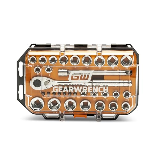 GEARWRENCH 36 Piece 3/8” Drive 72-Tooth 12 Point Drive Mechanics Tool Set | GW72SWS38 - size: 36 Piece, style: SAE/Metric