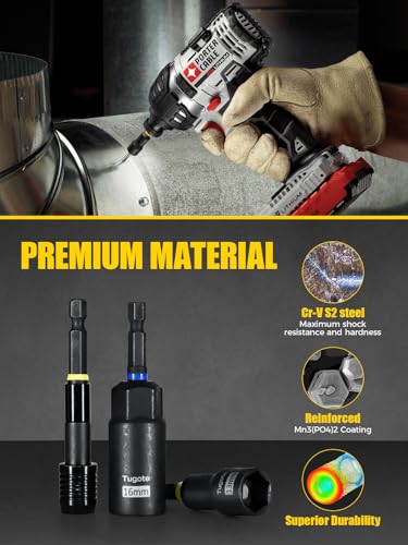 60pcs Magnetic Nut Driver Set for Impact Drills - Deep Nut Drivers, Metric & SAE Socket Adapters, Bit Extension, 1/4'' Quick Change, Wing Nut Driver, Pivoting Nutsetter, S2 Steel Bits, Upgraded Box - style: 60 piece