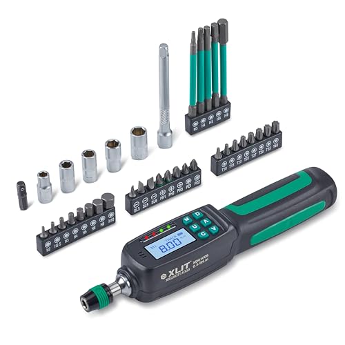 38-Piece Digital Torque Screwdriver Set (0.3-8 Nm) - 1/4" Quick-Release Hex Head, Buzzer/LED Overload Alerts - Screwdriver Kit for Bicycle Mechanic & Home Repair