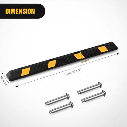 Nilight 72 Inch Parking Curb - Heavy Duty Rubber Garage Car Stopper Parking Aid with Reflective Strips for Large Vehicles, 2-Pack - size: 72" 2-Pack