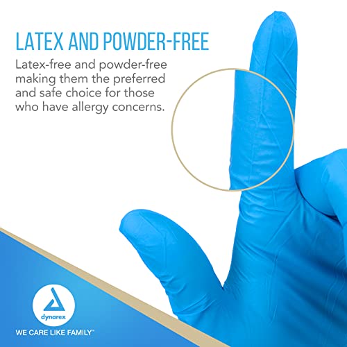 Dynarex Safe-Touch Disposable Nitrile Exam Gloves, Powder-Free, Latex-Free, Touchscreen Friendly & Used by Professionals, Blue, Medium, 1 Box of 100 Safe-Touch Disposable Nitrile Exam Gloves - size: Medium