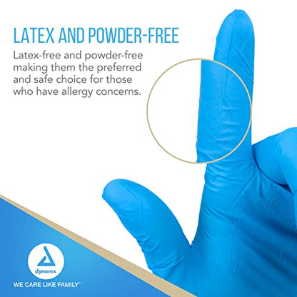 Dynarex Safe-Touch Disposable Nitrile Exam Gloves, Powder-Free, Latex-Free, Touchscreen Friendly & Used by Professionals, Blue, Medium, 1 Box of 100 Safe-Touch Disposable Nitrile Exam Gloves - size: Medium