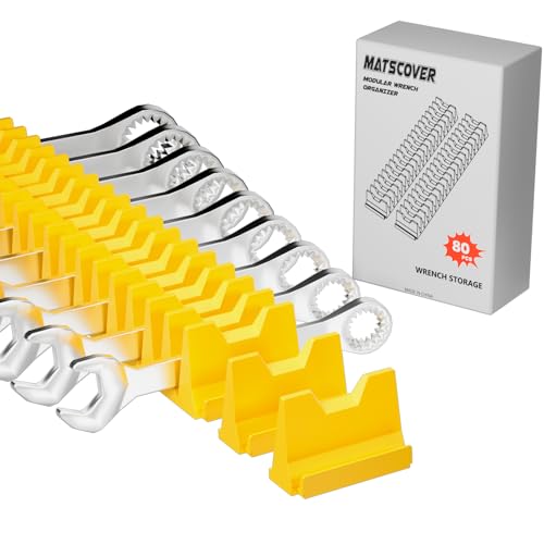 80PCS Modular Wrench Organizer Wrench Holder for Tool Drawer Storage | Wrench Tool Organizers, Wrench Storage Set, with Metric & SAE Label, Wrench Rack Tool, for Men, Yellow - color: Yellow, size: 80 PCS