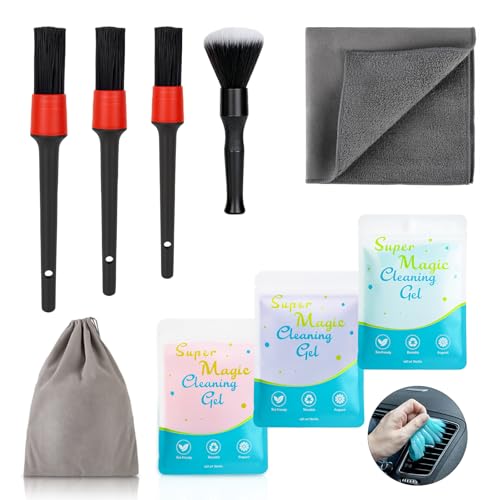 TICARVE 9Pcs Car Detailing Kit for Dash, Air Vents, Keyboard & Electronics | Car Interior Cleaning Kit, Dust Removal Cleaning Kit, Auto Deep Cleaning Detailing Tools, Hard-to-Reach Cleaning Kit