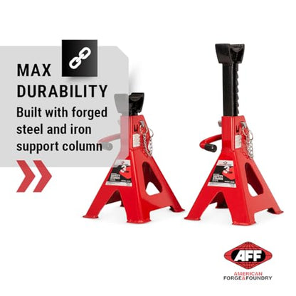 AFF 3 Ton Jack Stand Set - Heavy Duty Ratchet Style Jack Stands - Pair - size: 3 Ton