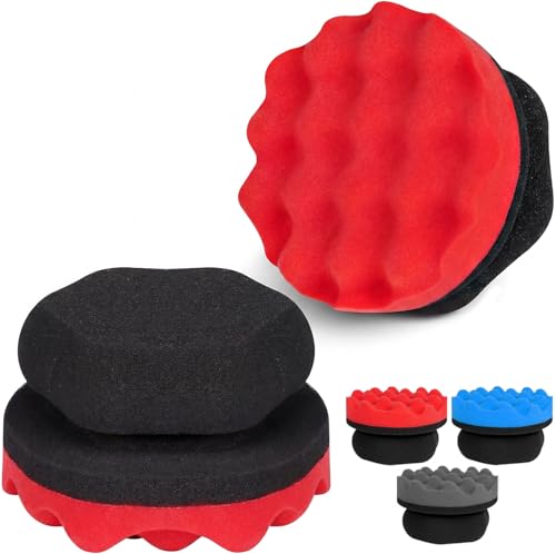 4 Pack Large Tire Shine Applicator Pad - Hex Grip Tire Applicator Sponge, Reusable Foam Sponge Tool for Car Detailing, Ideal for Applying Tire Shine & Tire Cleaner After Car Wash, Car Cleaning - color: Red, size: 4 Pack