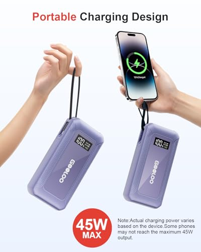 GOOLOO G7 3000A 12V Lithium Jump Starter Booster Pack with Built-in Cable | Supersafe Lithium Jump Box - Portable Power Pack 45W Fast Charging - 10 Safety Protection - For 8.5L Gas & 6L Diesel Engines - color: purple